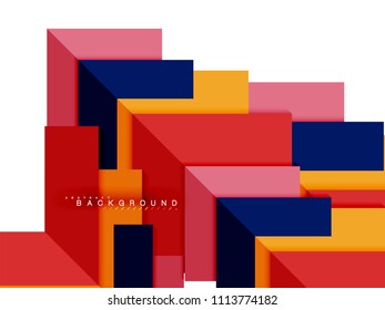 Multicolored abstract geometric shapes, geometry background for web banner, business presentation, ads package, print template, wallpaper