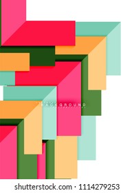 Multicolored abstract geometric shapes, geometry background for web banner, business presentation, ads package, print template, wallpaper