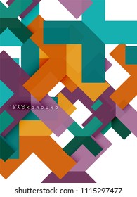 Multicolored abstract geometric shapes, geometry background for web banner, business presentation, ads package, print template, wallpaper