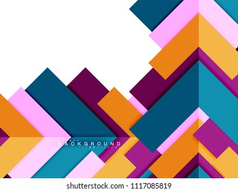 Multicolored abstract geometric shapes, geometry background for web banner, business presentation, ads package, print template, wallpaper
