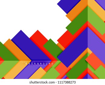 Multicolored abstract geometric shapes, geometry background for web banner, business presentation, ads package, print template, wallpaper