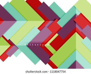 Multicolored abstract geometric shapes, geometry background for web banner, business presentation, ads package, print template, wallpaper