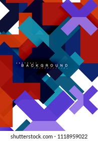 Multicolored abstract geometric shapes, geometry background for web banner, business presentation, ads package, print template, wallpaper