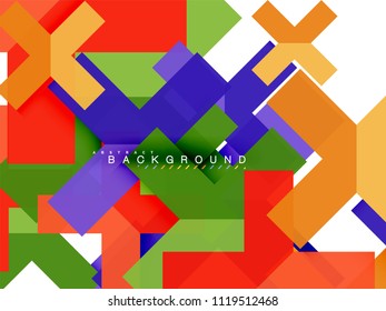 Multicolored abstract geometric shapes, geometry background for web banner, business presentation, ads package, print template, wallpaper