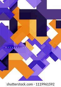 Multicolored abstract geometric shapes, geometry background for web banner, business presentation, ads package, print template, wallpaper