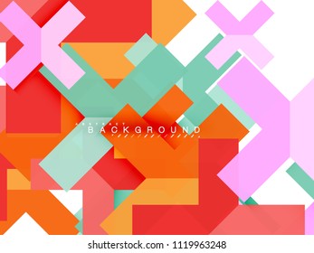 Multicolored abstract geometric shapes, geometry background for web banner, business presentation, ads package, print template, wallpaper
