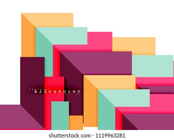 Abstrakte, mehrfarbige geometrische Formen, geometrischer Hintergrund für Webbanner, Geschäftspräsentation, Werbepaket, Druckvorlage, Bildschirmhintergrund