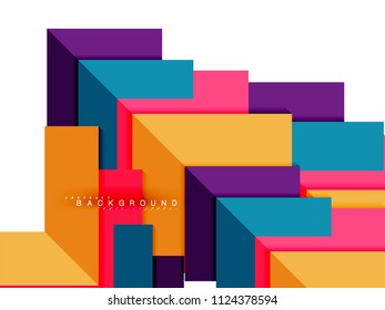 Abstrakte, mehrfarbige geometrische Formen, geometrischer Hintergrund für Webbanner, Geschäftspräsentation, Werbepaket, Druckvorlage, Bildschirmhintergrund