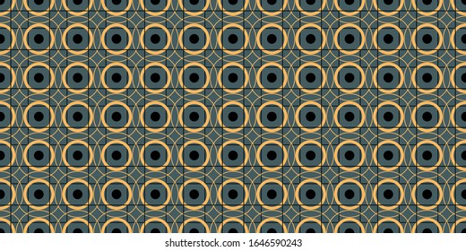 Multicolored abstract geometric texture with outlines and circles elements, seamless pattern, print trend 2020