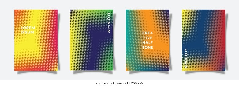 multicolored abstract halftone cover texture background template design set collection vector
