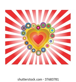 Multicolored abstract heart background. Vector illustration
