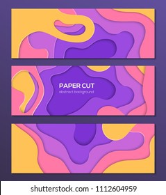 Multicolored abstract layout - set of modern colorful vector posters on dark background with place for your information. Lovely texture, bright colors. Three banners, flyer, card, invitation templates