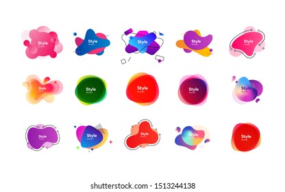 Multi-colored abstract liquid shapes. Dynamical colored forms. Gradient banners with flowing liquid shapes. Template for design of commercial, landing page or presentation. Vector illustration