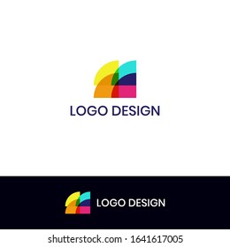 Multicolored Abstract Logo Element Made Of Four Quarter Circle Mutually Connected - Logo Design Template