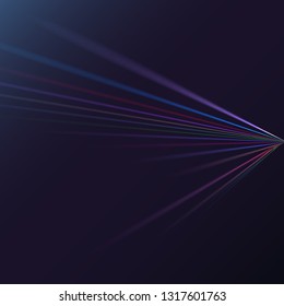 Multicolored abstract magic energy electrical spiral twisted cosmic fiery parallel lines, stripes shining glowing, rays of light on a colored background. Vector illustration. Texture.