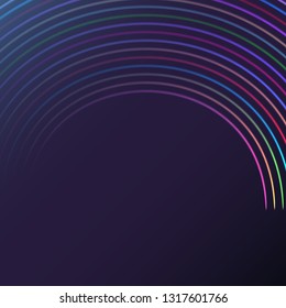 Multicolored abstract magic energy electrical spiral twisted cosmic fiery parallel lines, stripes shining glowing, rays of light on a colored background. Vector illustration. Texture.