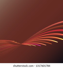 Multicolored abstract magic energy electrical spiral twisted cosmic fiery parallel lines, stripes shining glowing, rays of light on a colored background. Vector illustration. Texture.
