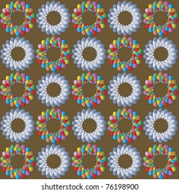 Multicolored abstract pattern on brown background