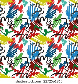 Multicolored abstract pattern. Vector seamless pattern. Doodle lines ornamental trendy background.