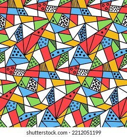 Multicolored abstract seamless pattern, mosaic fresco pieces of colored kaleidoscope, vector illustration
