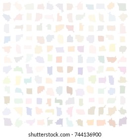Multicolored abstract shapes creating pale, rectangular grid pattern