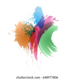 Multicolored abstract splashes. Vector illustration. Paint strokes for artistic design. Texture design element.