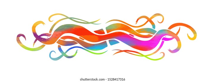 Multi-colored abstraction. Curls are rainbow. Vector illustration