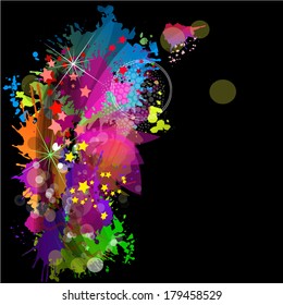 Multicolored abstraction of ink spots. Vector