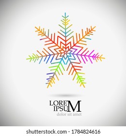 A multi-colored abstraction of a snowflake. Merry Christmas. Mixed media. Vector illustration