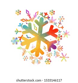 A multi-colored abstraction of a snowflake. Vector illustration