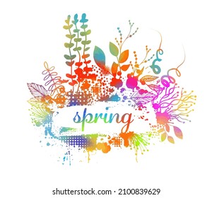 Multi-colored abstraction of spring nature. Frame for text. Vector illustration
