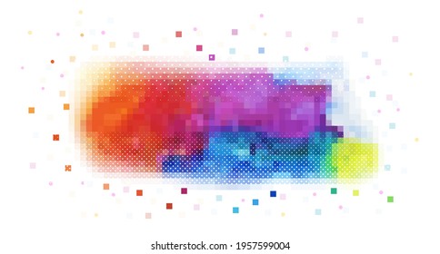 A multi-colored abstraction of squares. The mosaic is rainbow. Vector illustration