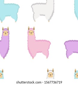 Multi-colored alpacas blue, pink, white, lilac