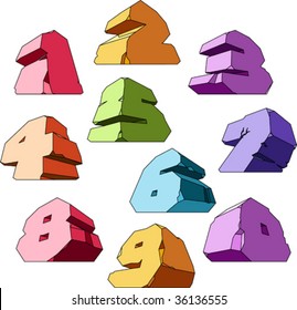 Multicolored alphabet: digits. Vector illustration.