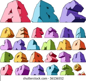 Multicolored alphabet: letters. Vector illustration.