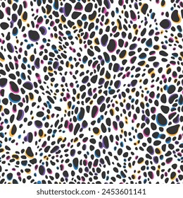 Multicolored animal print with abstract spots. Seamless vector pattern suitable for for apparel, textile, wrapping paper, etc