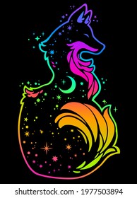 multicolored animal silhouette with space pattern