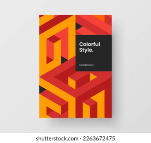 Multicolored annual report A4 vector design concept. Vivid mosaic hexagons booklet template.