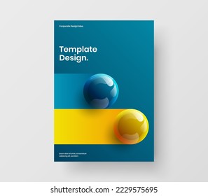 Multicolored annual report design vector template. Modern realistic balls company cover concept.