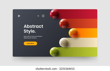 Multicolored annual report design vector concept. Unique realistic spheres poster template.