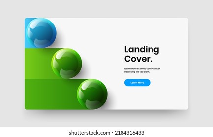 Multicolored annual report vector design template. Isolated 3D spheres company cover layout.