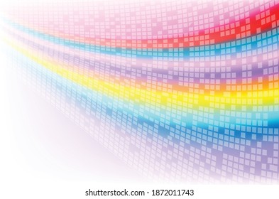 mehrfarbiger Bogen-Regenbogen auf weißem Hintergrund mit quadratischem Raster