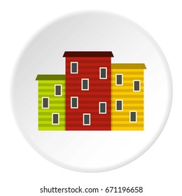 Multicolored argentine houses icon in flat circle isolated vector illustration for web