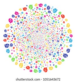 Multicolored Arguments bang sphere. Vector cluster burst combined from randomized arguments symbols. Bright Vector illustration.