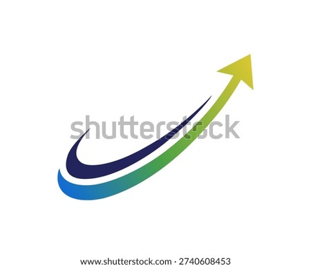 Multicolored arrow icon pointing upwards direction