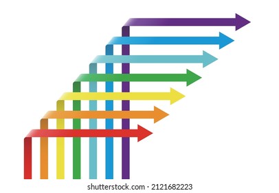 ilustración vectorial de símbolos de flecha multicolor