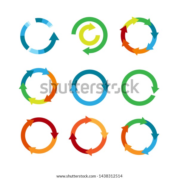 円形の動きをする多彩色の矢印 矢印の組み合わせ 回転矢印 円の矢印 アイコン フラットなデザインベクター画像アイコンセットのリサイクル 白い背景にリサイクルアイコンベクターイラスト のベクター画像素材 ロイヤリティフリー