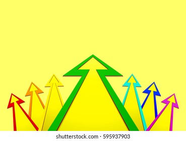 Multicolored arrows in the form of a fan with stroke
