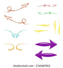 Flechas multicolores sobre un fondo blanco.10 EPS