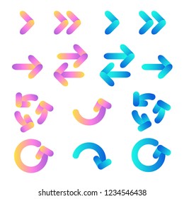 Multicolored arrows straight rounded set vector illustration